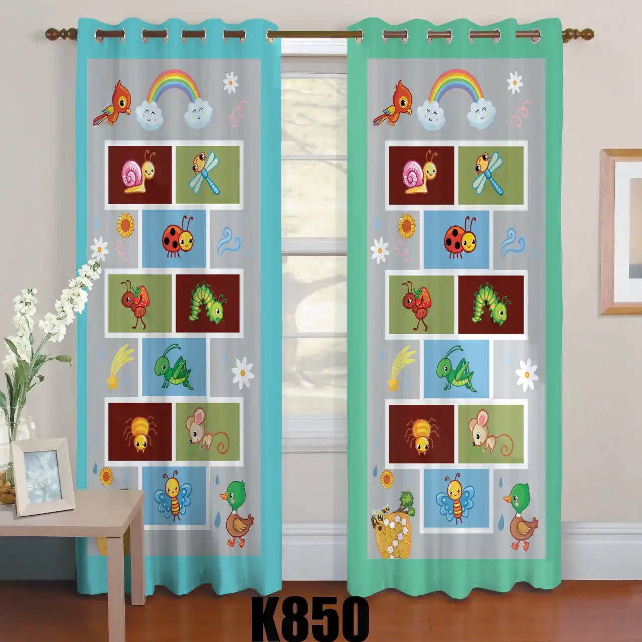 ست فرش پرده طرح حیوانات کدF432 ست فرش پرده طرح حیوانات کدF432