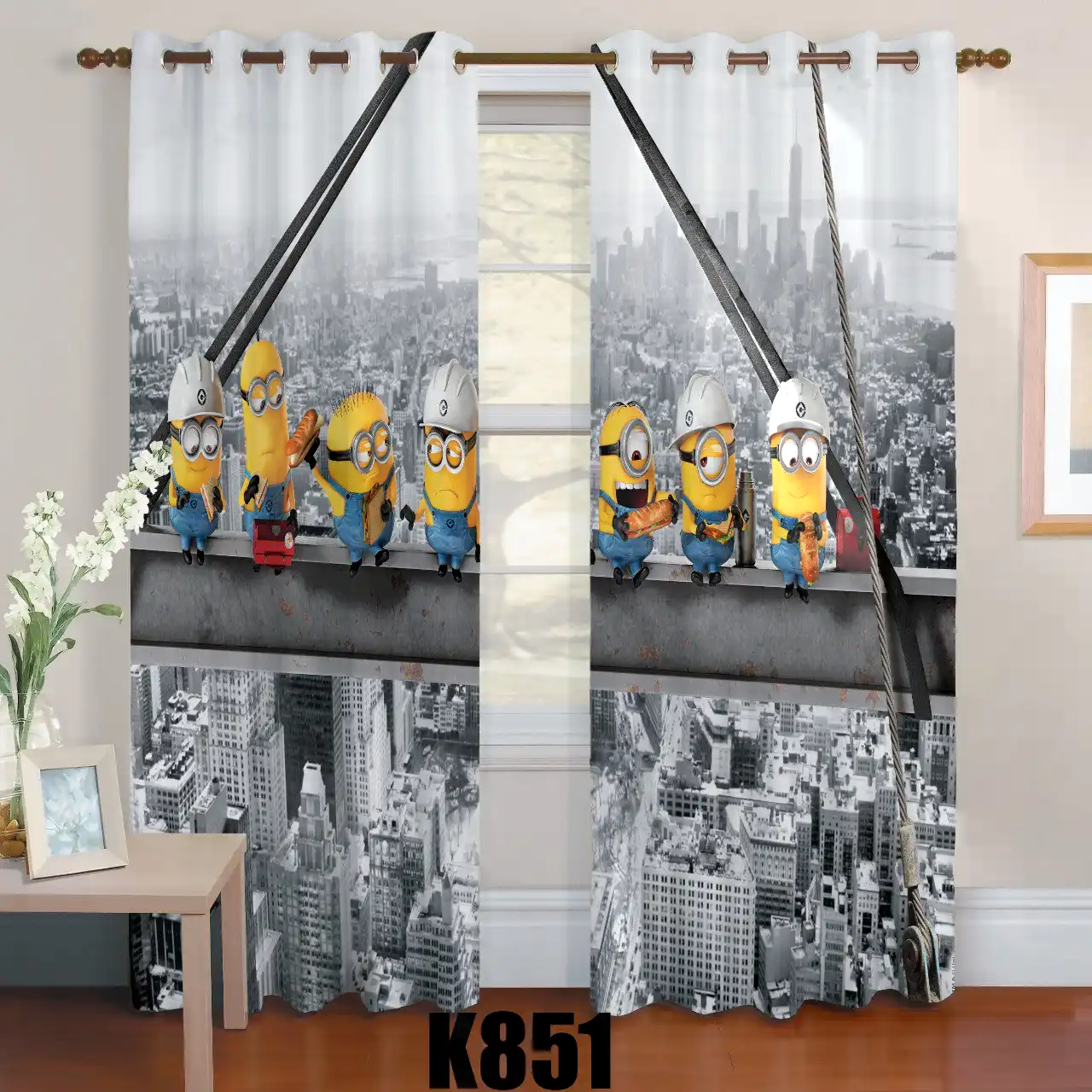 ست فرش پرده طرح مینیون کدF433 ست فرش پرده طرح مینیون کدF433