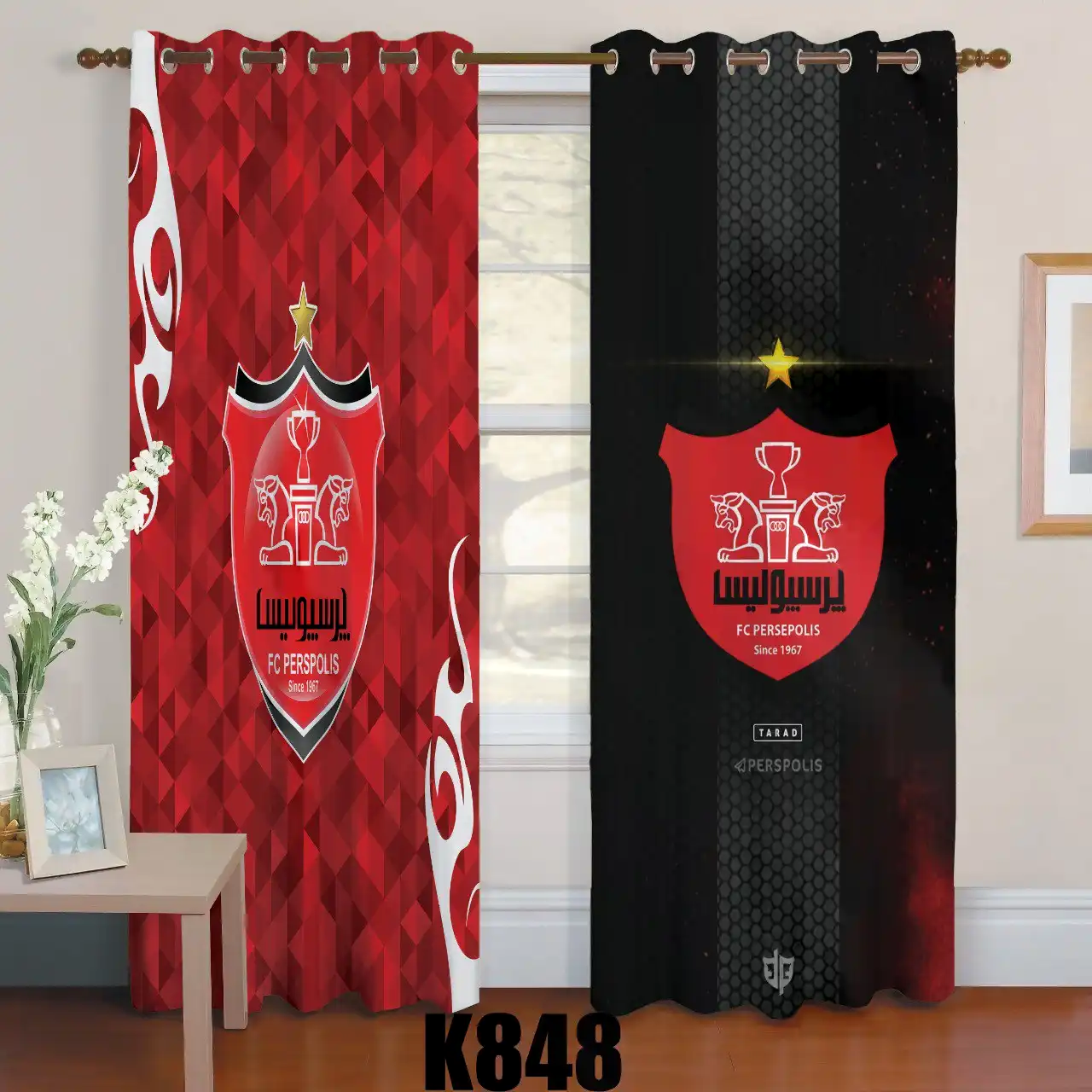 ست فرش پرده طرح پرسپولیس کدF431 ست فرش پرده طرح پرسپولیس کدF431