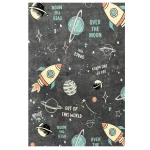 فرش کودک طرح فضانوردی خاکستری کد 101255 - تصویر 2