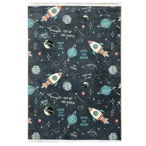 فرش کودک طرح فضانوردی خاکستری کد 101255