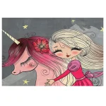 فرش کودک دختر و اسب شاخدار - تصویر 2