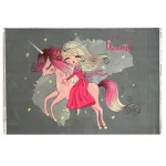 فرش کودک دختر و اسب شاخدار