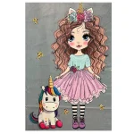 فرش دخترموفرفری و اسب تکشاخ کد 1151 - تصویر 2