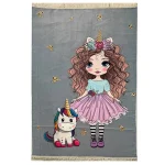 فرش اسب دخترموفرفری و اسب تکشاخ کد 1151