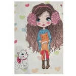 فرشینه کودک دختر و گربه کد R207 - تصویر 2