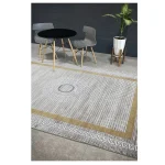 فرش مدرن 700 شانه طوسی طلایی کد 41098B - تصویر 2