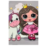 فرش کودک دختر و اسب تکشاخ کد 1198 - تصویر 2