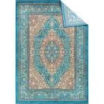 فرش محتشم طرح هلنا کد 25TT0070 فیروزه ای - تصویر 2