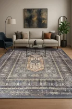 فرش محتشم طرح هلنا کد25NH0040 دودی - تصویر 8