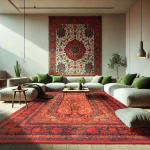 فرش محتشم طرح هلنا کد25NH0060 لاکی - تصویر 8