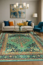 فرش محتشم طرح هلنا کد 25TT0050 سبز - تصویر 8