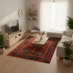 فرش محتشم طرح هلنا کد 25TT0050 لاکی - تصویر 8