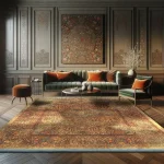 فرش محتشم طرح هلنا کد25NH0000 زیتونی - تصویر 8