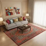 فرش محتشم طرح هلنا کد 25TT0070 لاکی - تصویر 8