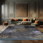 فرش محتشم طرح هلنا کد25NH0020 فیروزه ای تیره - تصویر 8