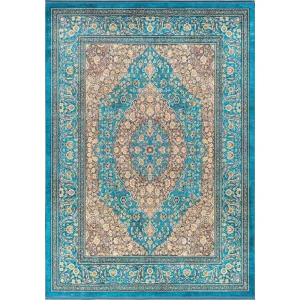 فرش محتشم طرح هلنا کد 25TT0070 فیروزه ای