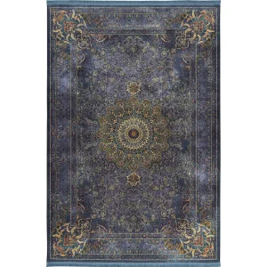 فرش محتشم طرح هلنا کد25NH0020 فیروزه ای تیره